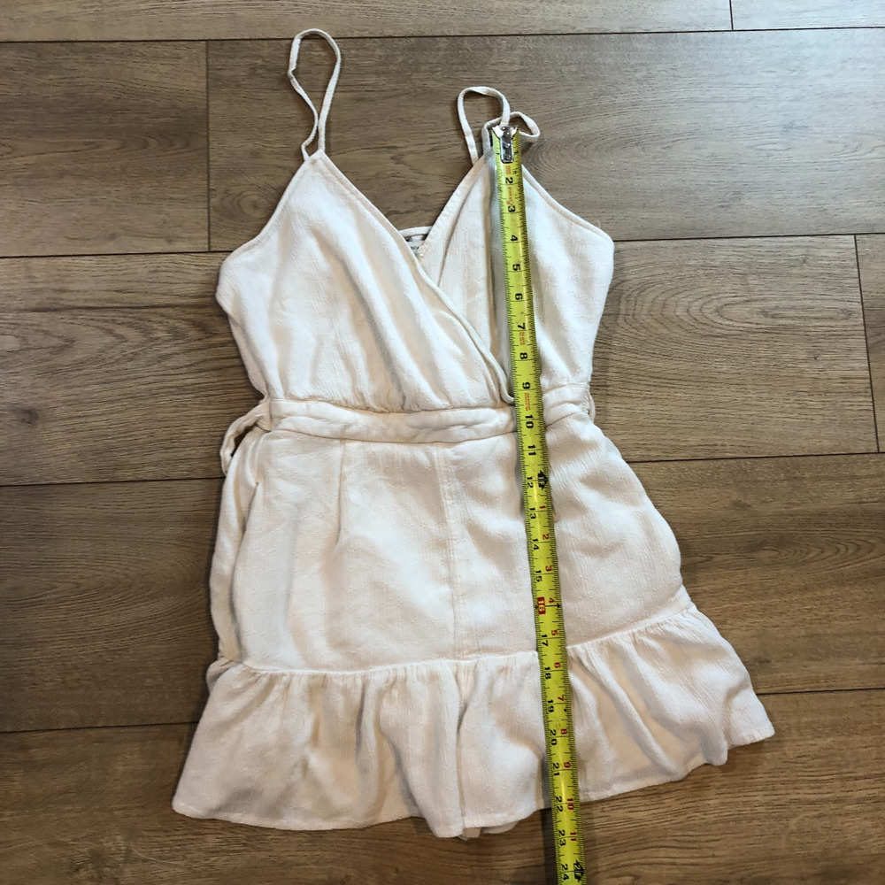 American Eagle Tank Top Romper Womens XL Babydoll Cream Tie Cottage Fairy Y2K - Picture 6 of 10